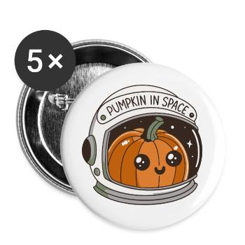 Pumpkin in Space - Buttons large 2.2''/56 mm (5-pack) - white - Front