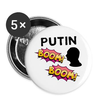 Putin BOOM COMIC-Buch Explosion der Farben - Buttons groß 56 mm (5er Pack) - Weiß - Vorne