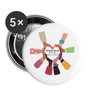 TÖCHTER FÜR EIN BUNTES STADTBILD - Buttons groß 56 mm (5er Pack) - Weiß - Vorne