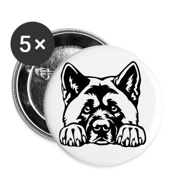 American Akita - Buttons large 2.2''/56 mm (5-pack) - white - Front