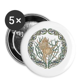 Celtic circle of the shell spiral - Buttons large 2.2''/56 mm (5-pack) - white - Front