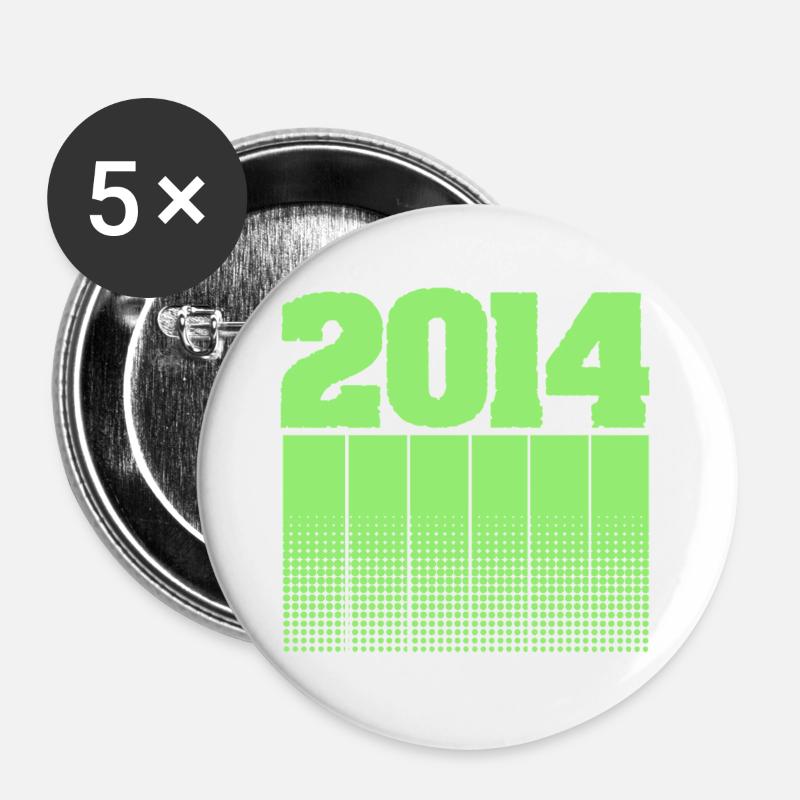 2014 2014 - Buttons groß 56 mm (5er Pack) - Weiß