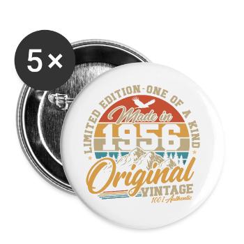 Original_1956_Jahrgang_Geburtstag_Retro_Geschenk - Lot de 5 grands badges (56 mm) - blanc - Devant