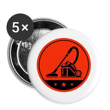 Staubsauger Putzen - Buttons groß 56 mm (5er Pack) - Weiß - Vorne