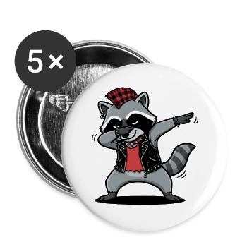 Punk Rock Raccoon – DAB Move in Comic Style - Buttons large 2.2''/56 mm (5-pack) - white - Front