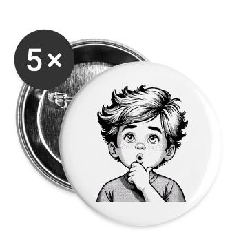 Surprised Thoughtful Boy | Thoughtful Boy - Buttons large 2.2''/56 mm (5-pack) - white - Front