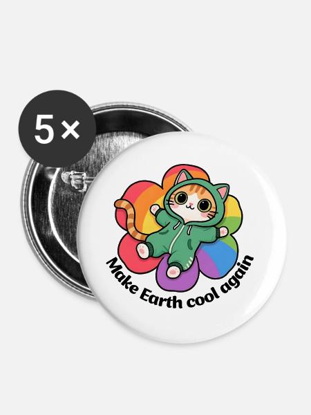 Die Erde wieder abkühlen lassen - Buttons groß 56 mm (5er Pack) - Weiß