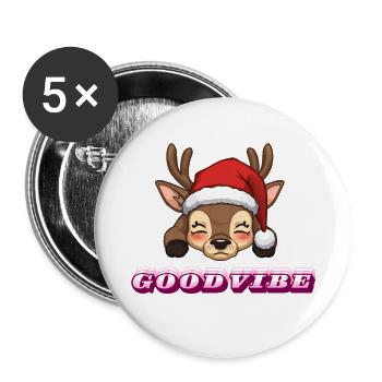 BonVibe Weihnachtsrentiere - Buttons groß 56 mm (5er Pack) - Weiß - Vorne