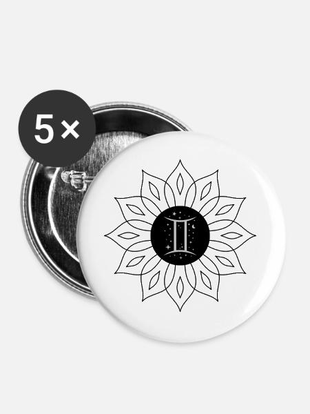 Zwillinge Kosmisch Elegant - Buttons groß 56 mm (5er Pack) - Weiß