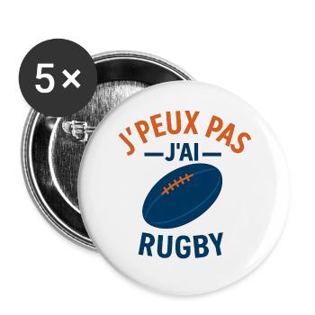 Ich kann nicht, ich habe Rugby - Buttons groß 56 mm (5er Pack) - Weiß - Vorne