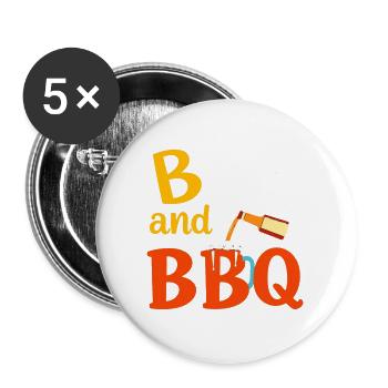 Beer and BBQ - Buttons groß 56 mm (5er Pack) - Weiß - Vorne