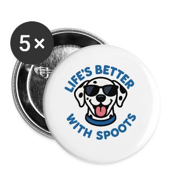 Dog Dalmatian in sunglasses with funny text - Buttons large 2.2''/56 mm (5-pack) - white - Front