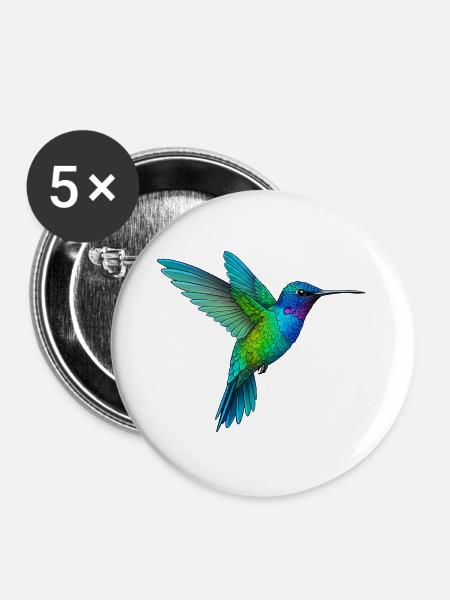 Regenbogen-Kolibri-Flug - Buttons groß 56 mm (5er Pack) - Weiß
