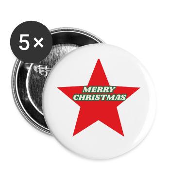 Etoile Rouge Noël Rétro - Lot de 5 grands badges (56 mm) - blanc - Devant