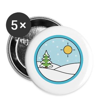 Winter landscape with snow and sun - Buttons large 2.2''/56 mm (5-pack) - white - Front