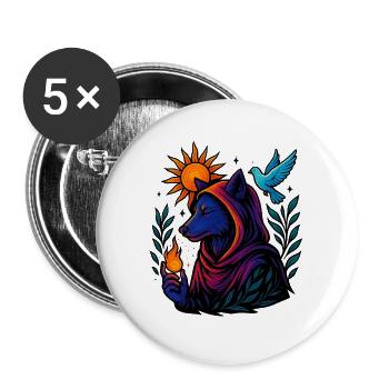 Soul Flame – Cosmic Wolf Art Design - Buttons large 2.2''/56 mm (5-pack) - white - Front