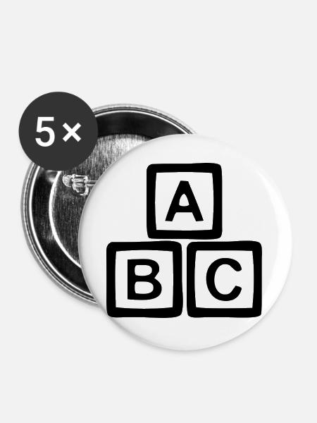 ABC - Buttons groß 56 mm (5er Pack) - Weiß