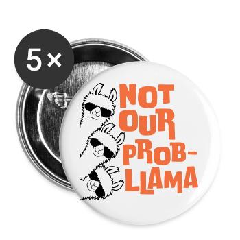 Not our Problama 3 Lamas Freunde Team Sonnenbrille - Buttons groß 56 mm (5er Pack) - Weiß - Vorne