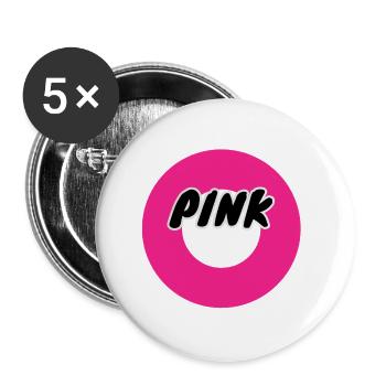 PINK Circle Lettering - Buttons large 2.2''/56 mm (5-pack) - white - Front