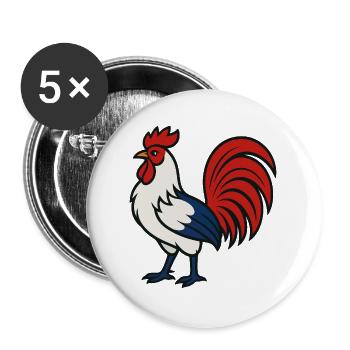 French Rooster - Flag Color Blue White Red - Buttons large 2.2''/56 mm (5-pack) - white - Front