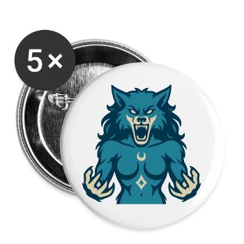 Conception de puissance Moonwolf - Lot de 5 grands badges (56 mm) - blanc - Devant