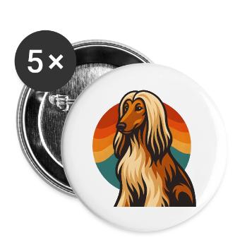 Afghanischer Hund im Retro-Sonnenuntergang - Buttons groß 56 mm (5er Pack) - Weiß - Vorne