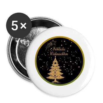 Joyeux Noël Arbre de Noël Riant - Lot de 5 grands badges (56 mm) - blanc - Devant