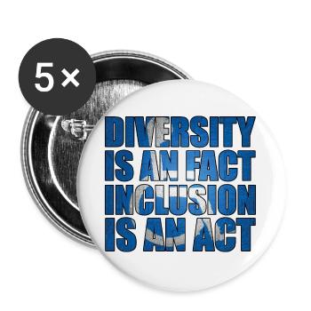 Vielfalt ist Fakt, Inklusion Handeln - Buttons groß 56 mm (5er Pack) - Weiß - Vorne
