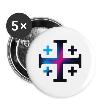 Croix du Caire (Croix de Jérusalem) – Minuit - Lot de 5 grands badges (56 mm) - blanc - Devant