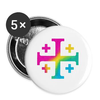 Kairos Cross (Jerusalem Cross) – Flower Meadow - Buttons large 2.2''/56 mm (5-pack) - white - Front