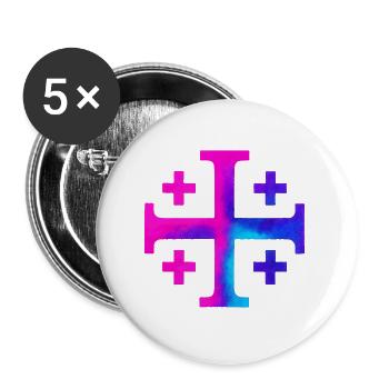 Kairos Kreuz (Jerusalemkreuz) – Galaxie - Buttons groß 56 mm (5er Pack) - Weiß - Vorne