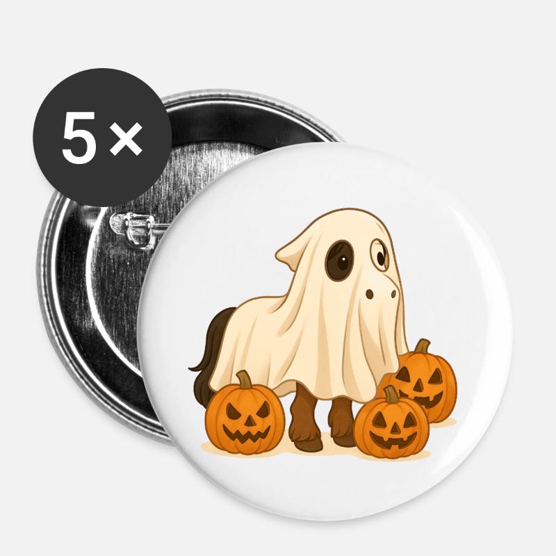 Halloween Pony - Buttons groß 56 mm (5er Pack) - Weiß