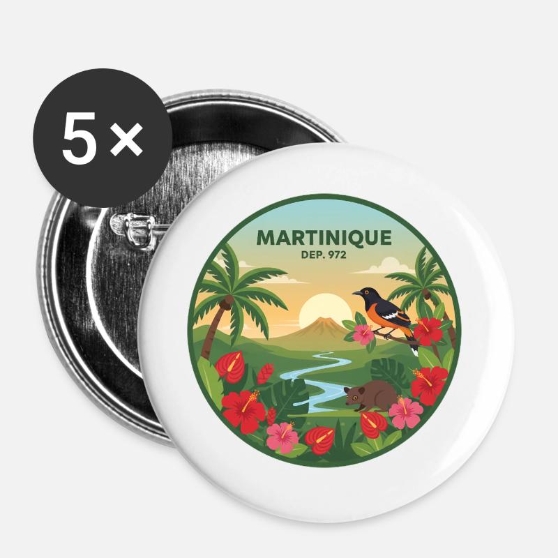 Martinique 972 - Buttons groß 56 mm (5er Pack) - Weiß
