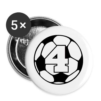 Numéro 4 football - 4e anniversaire  - Lot de 5 grands badges (56 mm) - blanc - Devant