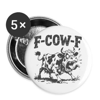 vache en colère drôle sarcasme chemise ferme - Lot de 5 grands badges (56 mm) - blanc - Devant