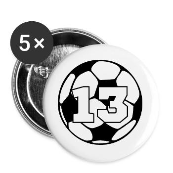 Number 13 Football - 13th Anniversary - Buttons large 2.2''/56 mm (5-pack) - white - Front