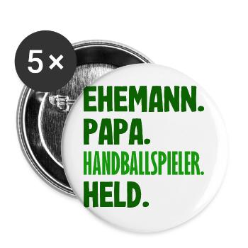 Handball Joueurs Handball Handball Cadeaux - Lot de 5 grands badges (56 mm) - blanc - Devant