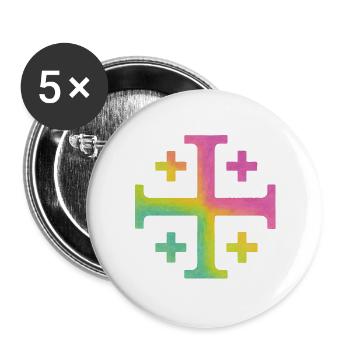 Kairos Cross (Jerusalem Cross) – Spring Meadow - Buttons large 2.2''/56 mm (5-pack) - white - Front