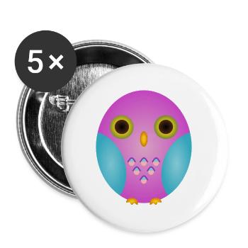 Lavendeleule mit Cyan Flügeln - Buttons groß 56 mm (5er Pack) - Weiß - Vorne