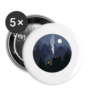 Nightfall Cabin in Pines - Buttons large 2.2''/56 mm (5-pack) - white - Front