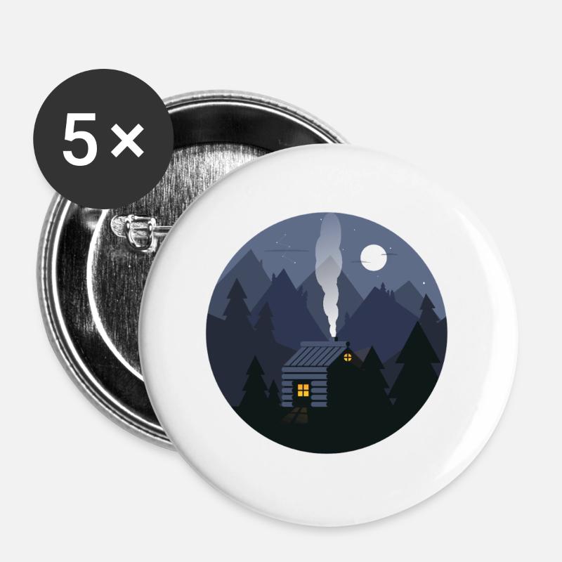 Nightfall Cabin in Pines - Buttons large 2.2''/56 mm (5-pack) - white