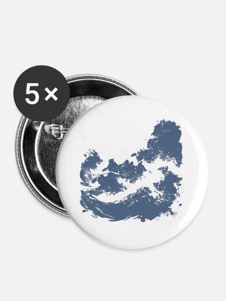 Wildwasser-Rafting-Pinselkunst - Buttons groß 56 mm (5er Pack) - Weiß
