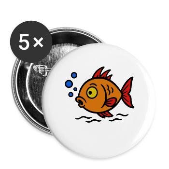 Cheerful Cartoon Fish Orange - Buttons large 2.2''/56 mm (5-pack) - white - Front