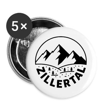 Zillertal - Souvenir Design - Lot de 5 grands badges (56 mm) - blanc - Devant