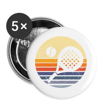 Padel Retro – Vintage Sport Look - Lot de 5 grands badges (56 mm) - blanc - Devant