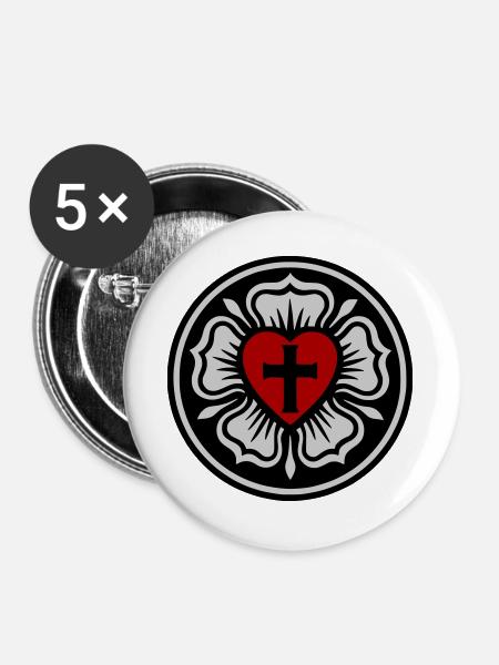 Lutherische Rose - Buttons groß 56 mm (5er Pack) - Weiß