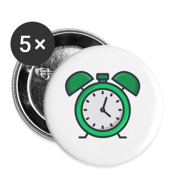 Wecker - Buttons groß 56 mm (5er Pack) - Weiß - Vorne