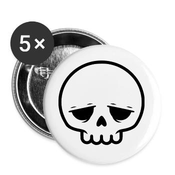 Crâne triste | Emo & Goth Design - Lot de 5 grands badges (56 mm) - blanc - Devant