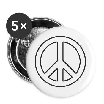 Friedenssymbol Lineart Schwarz Weiß - Buttons groß 56 mm (5er Pack) - Weiß - Vorne