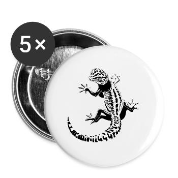 Leopardgecko - Buttons groß 56 mm (5er Pack) - Weiß - Vorne